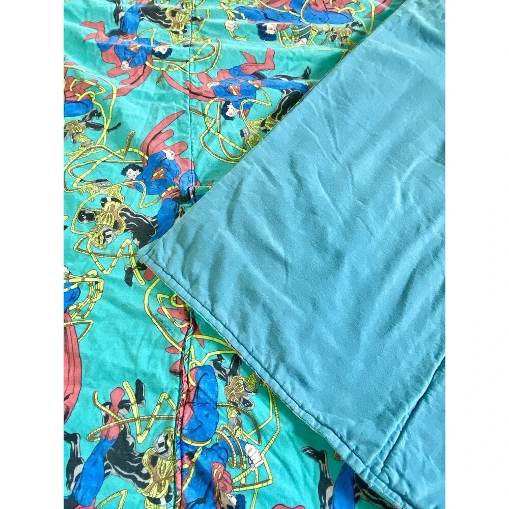 Vintace DC Comics Superman Throw Comforter Handmade 41x48 Blue Flannel Back